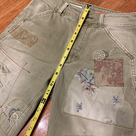 Anthropologie Pilcro Embroidered Patchwork Utility Pants - Olive Green - Size 25 - Picture 5 of 11